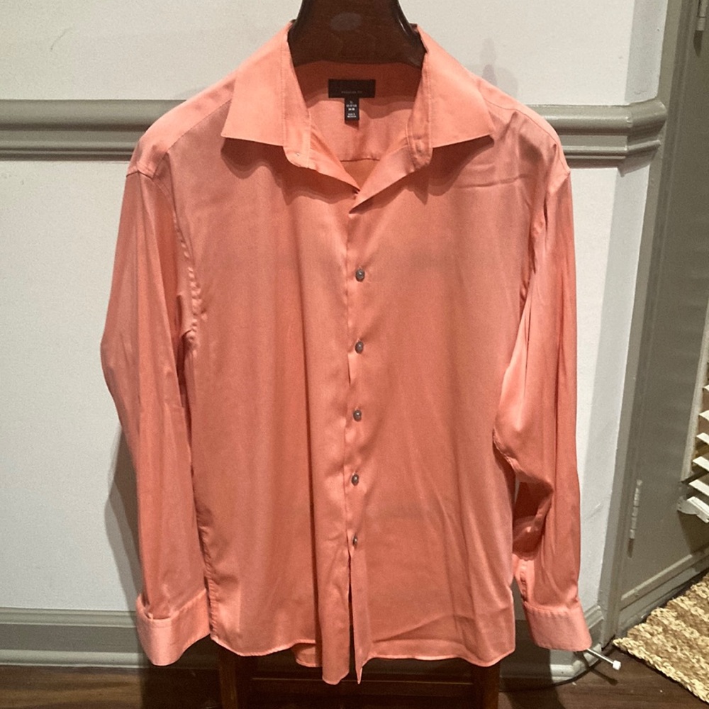 Alfani men’s regular fit XL 17/17 1/2 34/35, orange, 72% cotton, straight collar